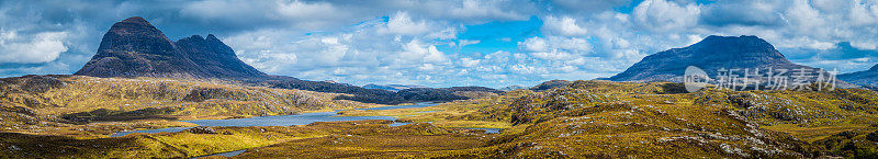 苏格兰标志性山峰Suilven Cul Mor高地荒野全景